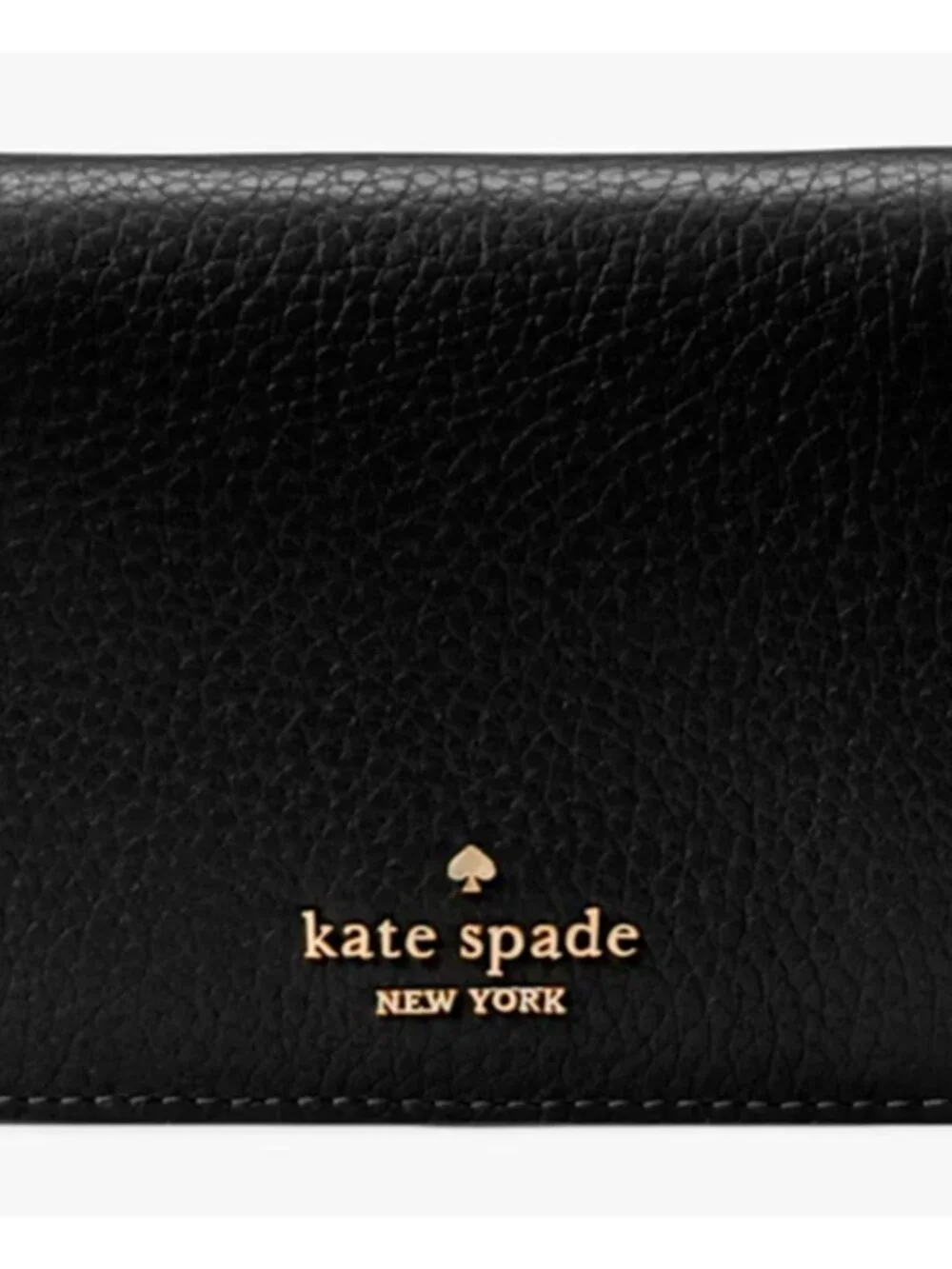 S Kate Spade Lena Small Bifold Wallet Black Pebbled Leather KH788 NWT $179
